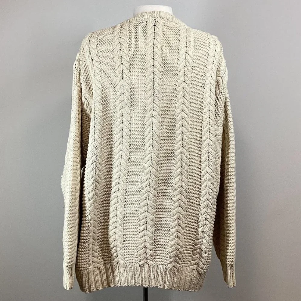 Gucci Vintage Cream Cable Knit Crewneck Pullover Sweater Sz XL - Picture 2 of 6